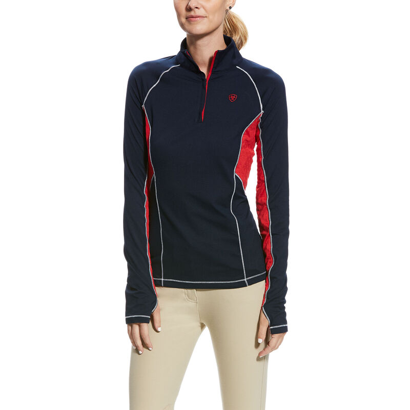 Ariat English: Lowell 2.0 1/4 Zip Base Layer Mujer - Azul Marino (UZCHN4753)